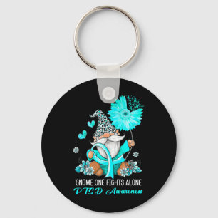 Gnome One Fights Alone Blauwgroen Ribbon Warrior P Sleutelhanger