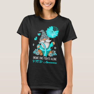 Gnome One Fights Alone Blauwgroen Ribbon Warrior P T-shirt