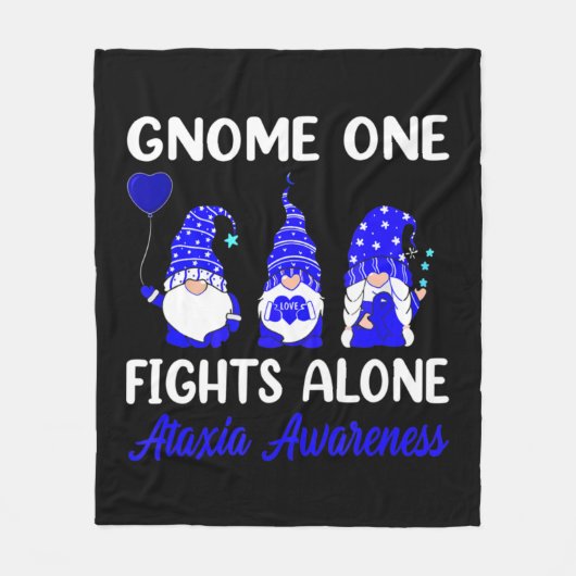 Gnome One Fights Alone Blue Ribbon Ataxia Awarenes Fleece Deken (Voorkant)