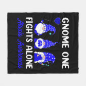 Gnome One Fights Alone Blue Ribbon Ataxia Awarenes Fleece Deken (Voorkant (Horizontaal))