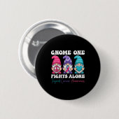 Gnome One Fights Alone - Christmas Thyroid Cancer Ronde Button 5,7 Cm (Voorkant /achterkant)