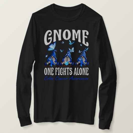 Gnome One Fights Alone Colon Cancer Awareness  T-shirt (Design voorkant)