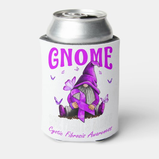 Gnome One Fights Alone Cystic Fibrosis Awareness Blikjeskoeler (Blikje Achterkant)