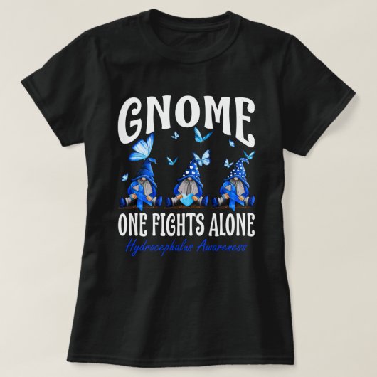 Gnome One Fights Alone Hydrocephalus Awareness T-shirt (Design voorkant)