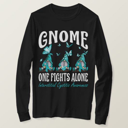 Gnome One Fights Alone Interstitial Cystitis Aware T-shirt (Design voorkant)