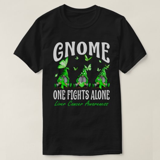 Gnome One Fights Alone Liver Cancer Awareness T-shirt (Design voorkant)