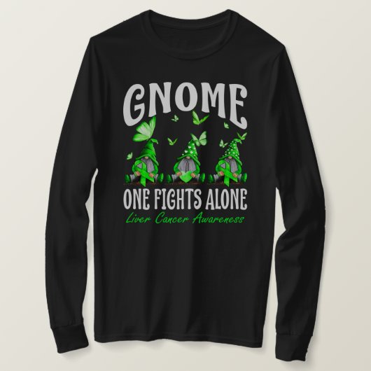 Gnome One Fights Alone Liver Cancer Awareness T-shirt (Design voorkant)