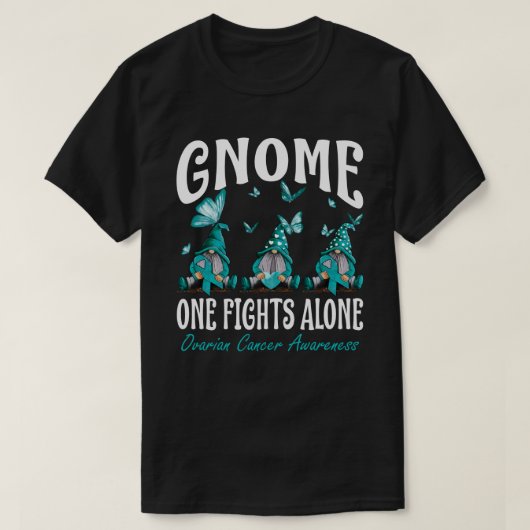 Gnome One Fights Alone Ovarian Cancer Awareness T-shirt (Design voorkant)