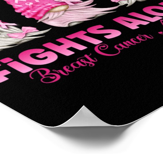 Gnome One Fights Alone Pink Breast Cancer Awarenu Poster (Hoek)
