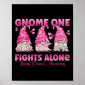 Gnome One Fights Alone Pink Breast Cancer Awarenu Poster (Voorkant)