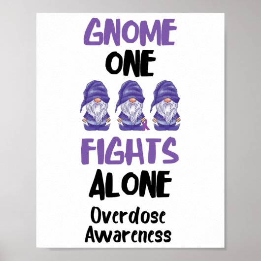 Gnome One Fights Alone Purple Ribbon Overdose Awar Poster (Voorkant)