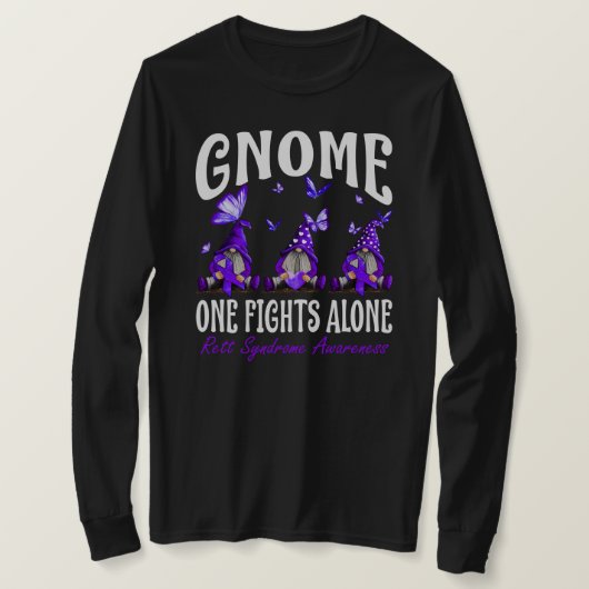 Gnome One Fights Alone Rett Syndrome Awareness T-shirt (Design voorkant)