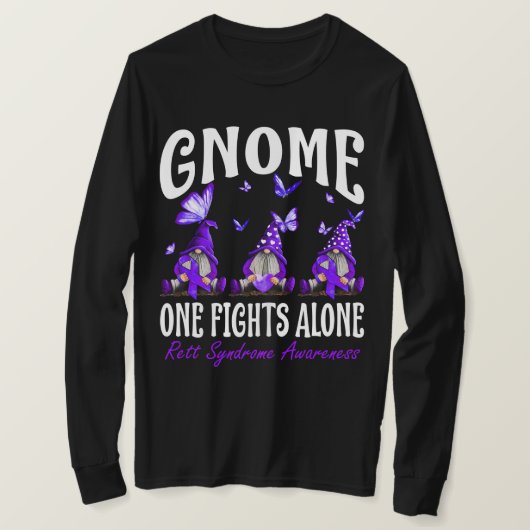Gnome One Fights Alone Rett Syndrome Awareness T-shirt (Design voorkant)