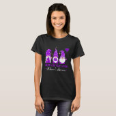 Gnome One Fights Alone Ribbon Purple Alzheimer s A T-shirt (Voorkant volledig)