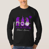 Gnome One Fights Alone Ribbon Purple Alzheimer s A T-shirt (Voorkant)