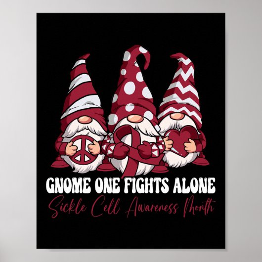 Gnome One Fights Alone Sikkelcel Awareness Maand Poster (Voorkant)