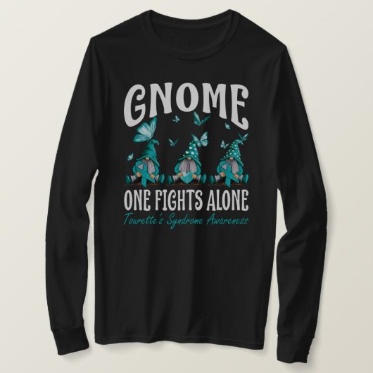 Gnome One Fights Alone Tourette Syndrome Awarene T-shirt (Design voorkant)