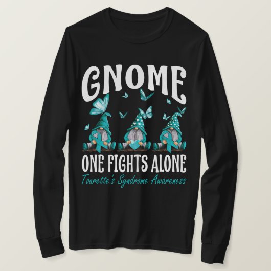 Gnome One Fights Alone Tourette Syndrome Awarene T-shirt (Design voorkant)