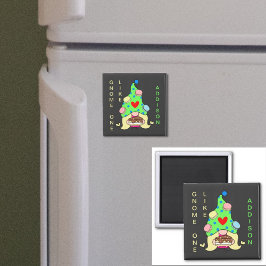 Gnome One like Jouw naam Cookies Pet Cake Heart Magneet