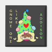 Gnome One like Jouw naam Cookies Pet Cake Heart Magneet (Voorkant)