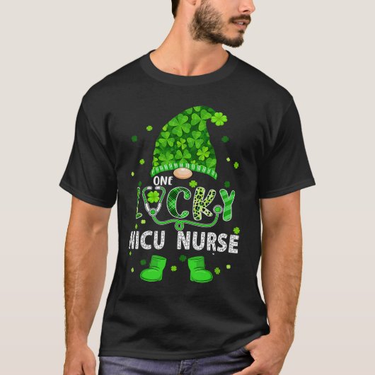 Gnome One Lucky NICU Nurse St Patricks Day Shamroc T-shirt (Voorkant)