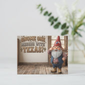 "Gnome One rommelt met Texas" Werkplaats Briefkaart (Staand voorkant)