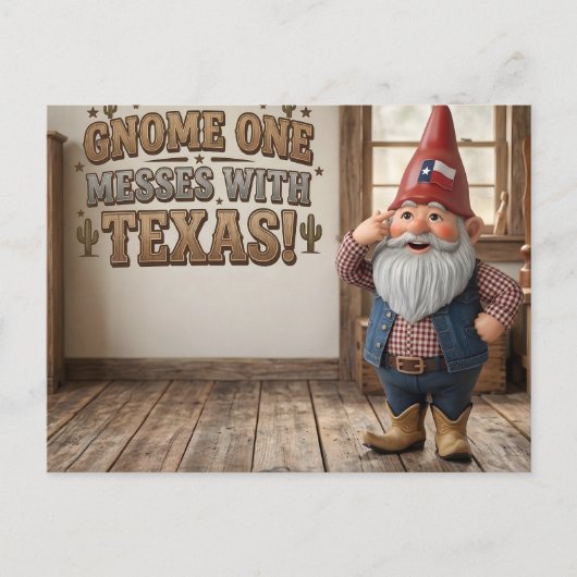 "Gnome One rommelt met Texas" Werkplaats Briefkaart (Voorkant)