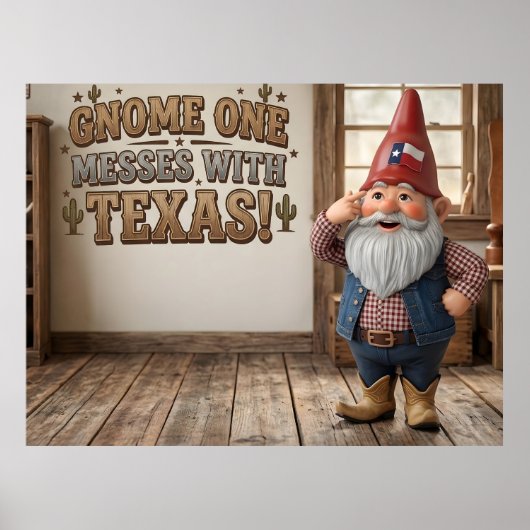 "Gnome One rommelt met Texas" Werkplaats Poster (Voorkant)