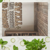 "Gnome One rommelt met Texas" Werkplaats Theedoek (Gevouwen)