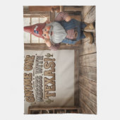 "Gnome One rommelt met Texas" Werkplaats Theedoek (Verticaal)