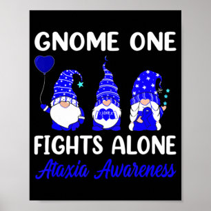 Gnome One vecht alleen al Blue Ribbon Ataxia Aware Poster
