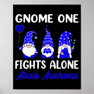 Gnome One vecht alleen al Blue Ribbon Ataxia Aware Poster