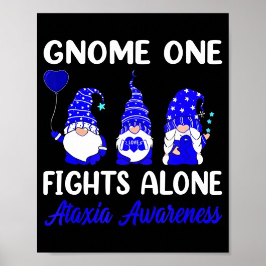 Gnome One vecht alleen al Blue Ribbon Ataxia Aware Poster (Voorkant)