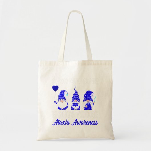Gnome One vecht alleen al Blue Ribbon Ataxia Aware Tote Bag (Voorkant)