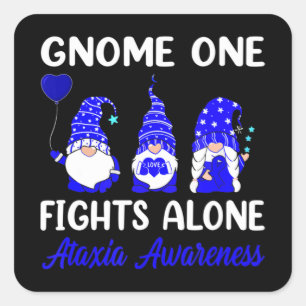 Gnome One vecht alleen al Blue Ribbon Ataxia Aware Vierkante Sticker