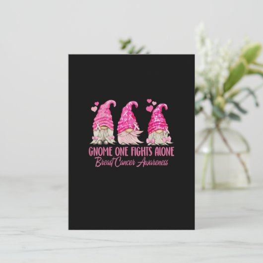 Gnome One Vecht Alleen Borstkanker Bewustzijnsspel Kaart (Staand voorkant)