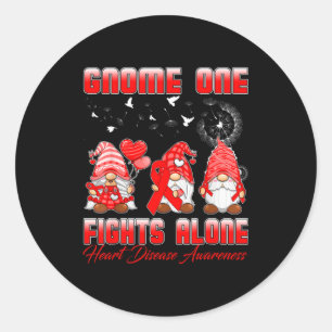 Gnome One Vecht Alleen Gnomies Liefhebber Hartziek Ronde Sticker