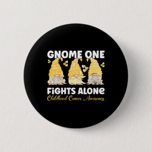 Gnome One Vecht Alleen Goud Kinderkanker Bewustzij Ronde Button 5,7 Cm