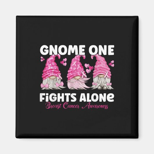 Gnome One vecht alleen roze _ Borstkanker Aware Magneet (Voorkant)