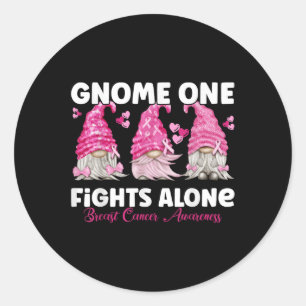 Gnome One vecht alleen roze _ Borstkanker Aware Ronde Sticker