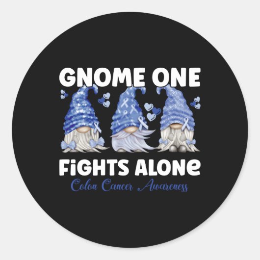 Gnome One vecht alleen tegen donkerblauwe Colon Ca Ronde Sticker (Voorkant)