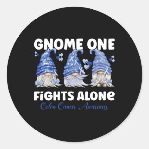 Gnome One vecht alleen tegen donkerblauwe Colon Ca Ronde Sticker