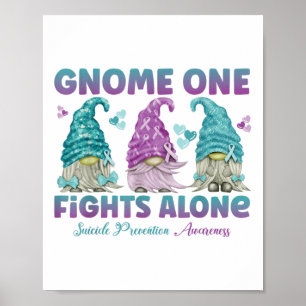 Gnome One Vecht Alleen Zelfmoordpreventie Bewustzi Poster