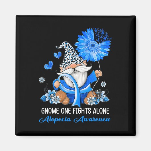 Gnome One vecht Alone Ribbon Alopecia Bewustheid Magneet (Voorkant)