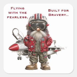 Gnome Onverschrokken Vlucht Hulde Vierkante Sticker