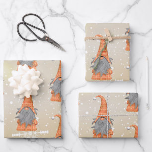 Gnome op Beige Achtergrond Inpakpapier Vel