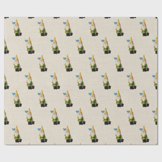 Gnome op Burlap Cadeaupapier (Vlak)