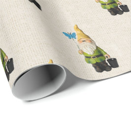 Gnome op Burlap Cadeaupapier