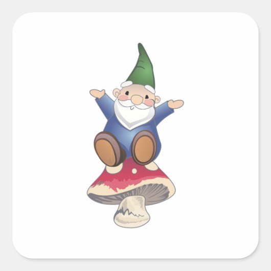 GNOME OP MUSHROOM VIERKANTE STICKER (Voorkant)