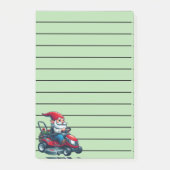 Gnome op rijdende grasmaaier met bloemenmand post-it® notes (Voorkant)